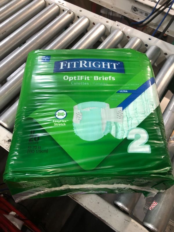 Photo 2 of FitRight Stretch Ultra Adult Briefs, Incontinence Diapers with Tabs, Heavy Absorbency, Large/XL/2XL, 51 to 70", 20 Count L/XL/2XL Bag of 20