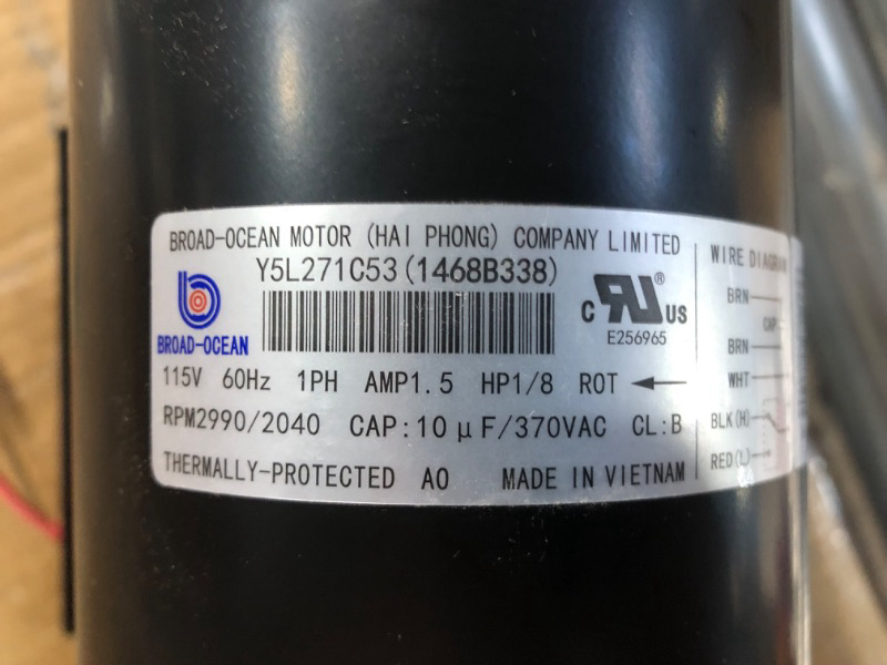 Photo 3 of * used item *
Broad Ocean 115v 60 hz 1ph 1.5amp 1/8hp Motor