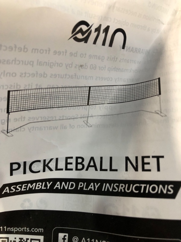 Photo 2 of A11N Portable Pickleball Net System, Designed for All Weather Conditions with Steady Metal Frame and Strong PE Net, Regulation Size Net with Carrying Bag White&Black