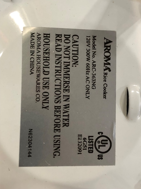 Photo 6 of **INNER PIOT BENT, SEE PHOTO** Aroma Housewares Aroma 6-cup (cooked) 1.5 Qt. One Touch Rice Cooker, White (ARC-363NG), 6 cup cooked/ 3 cup uncook/ 1.5 Qt.