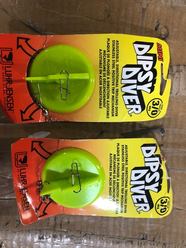 Photo 2 of (2x) Luhr Jensen 3/0 Dipsy Diver Chartreuse/White Bottom