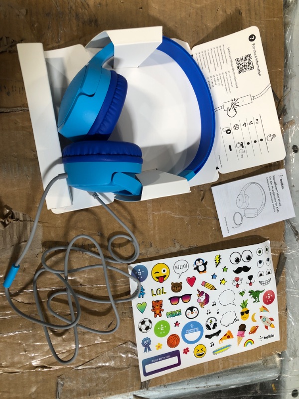 Photo 2 of Belkin Soundform Mini - Wired Headphones For Kids With Built-In Microphone (3.55mm Audio Cable) - Kids On-Ear Wired Headphones - Earphones For iPhone, iPad, Galaxy & More (Adapter Not Included) - Blue Blue Wired Headphones