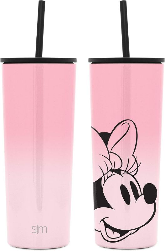 Photo 1 of (1 Pack) Simple Modern Disney Insulated Tumbler Cup with Flip Lid and Straw Lid | Classic Collection | 24oz Minnie Mouse on Blush 
