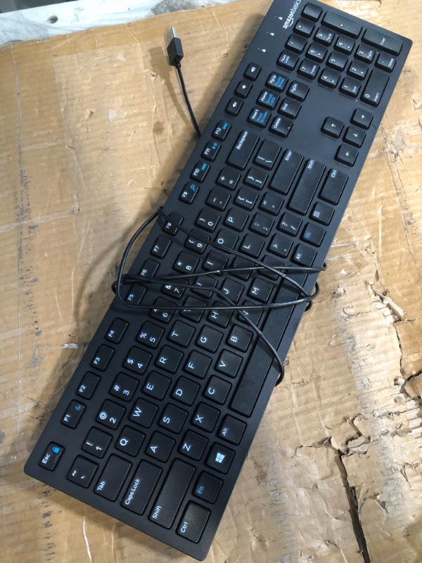 Photo 2 of Amazon Basics Low-Profile Wired USB Keyboard with US Layout (QWERTY), Matte Black