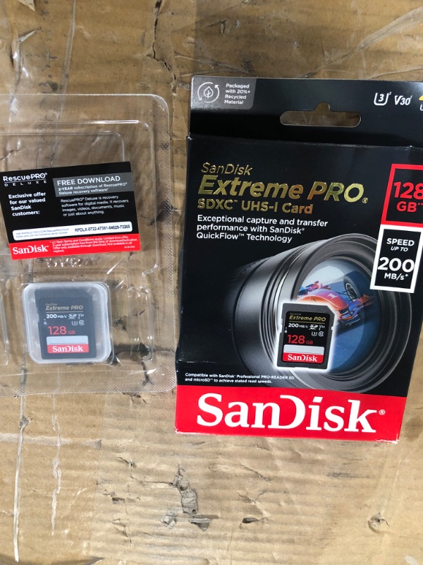 Photo 2 of SanDisk 128GB Extreme PRO SDXC UHS-I Memory Card - C10, U3, V30, 4K UHD, SD Card - SDSDXXD-128G-GN4IN 128GB Memory Card Only