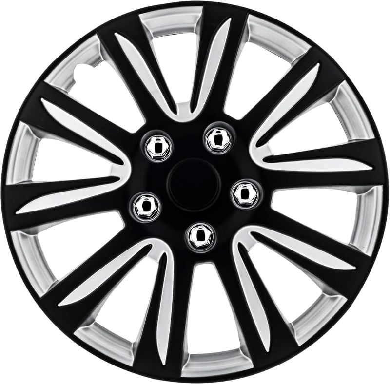 Photo 1 of Pilot Automotive WH544-15C-BLK 15 Inch Formula Performance Series Black & Chrome Universal Hubcap Wheel Covers for Cars - Set of 4 - Fits Most Cars 15 Inch Silver with Black Chrome