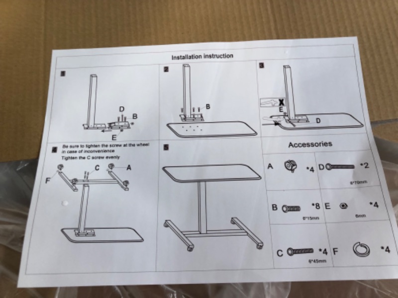 Photo 3 of HIROSHI Reinforced Pneumatic Overbed Table with Lockable Wheels Laptop Workstation Mobile Sitting Standing Desk for Home Office Height Adjustment 29"-44"