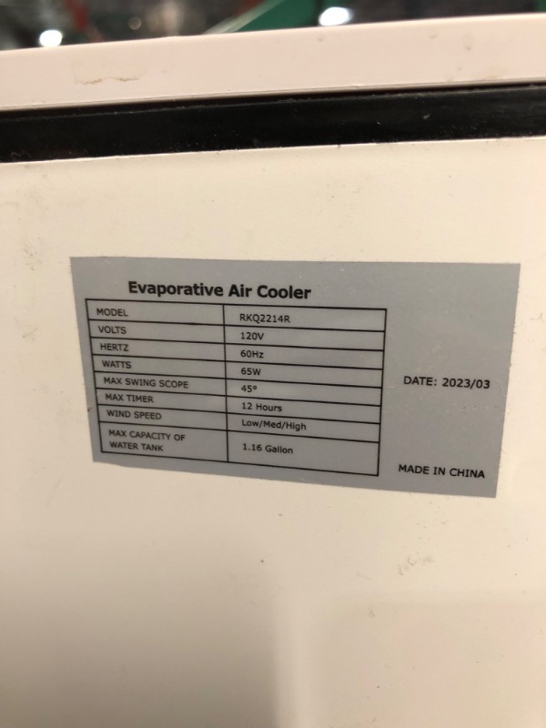 Photo 4 of **MISSING REMOTE** Portable Air Conditioners, 3-IN-1 Evaporative Air Cooler with Remote, 3 Modes 3 Speeds &12H Timer, 1.16Gal Portable AC, 5 Ice Packs & 4 Wheels, 45° Oscillation, Quiet Swamp Cooler for Room Home Office