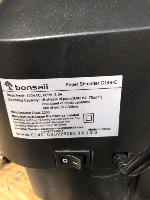 Photo 2 of Bonsaii C149-C Shredder and 24-Pack Lubricant Sheets