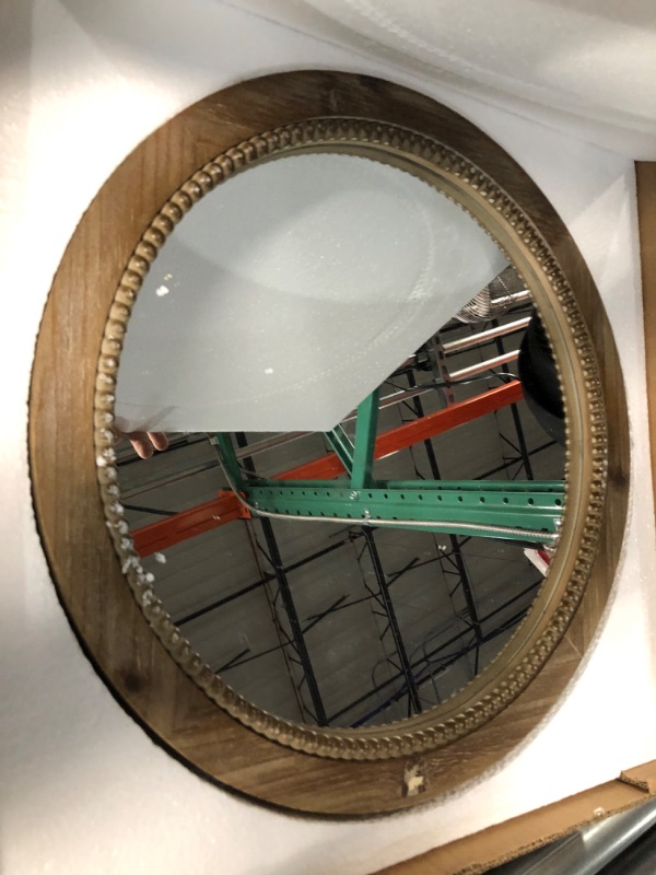 Photo 1 of **SEE LAST PHOTO FOR BLEMISH** 18" Round Wall Mirror - Natural Finish