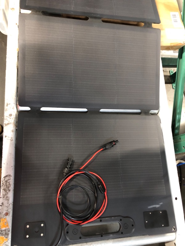 Photo 3 of **MISSING POWER ADAPTERS** StormRock 120W Foldable Solar Panel for Portable Power Station, Monocrystalline Solar Charger Kit with IP67 Waterproof, ETFE Film, Adjustable Kickstand Case for Outdoor Camping, RV, Off-Grid System