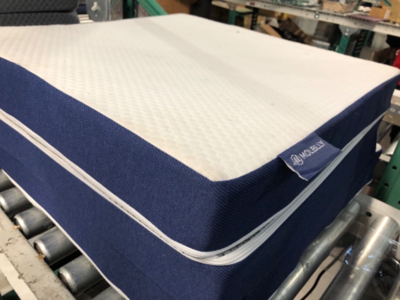 Photo 1 of **BLUE EDGING, SEE PHOTOS** Molblly Folding Mattress, 3 inch Twin Tri-Folding Memory Form Mattress, Portable Trifold Mattress Topper with Washable Cover, Non-Slip Bottom Camping Mattress Guest Bed - 75"x38"x3"