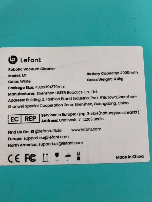 Photo 3 of [READ NOTES]
Lefant M1 Robot Vacuum and Mop, Lidar Navigation, Real-time maps, No-go Zone, Area Cleaning, Low Noise,