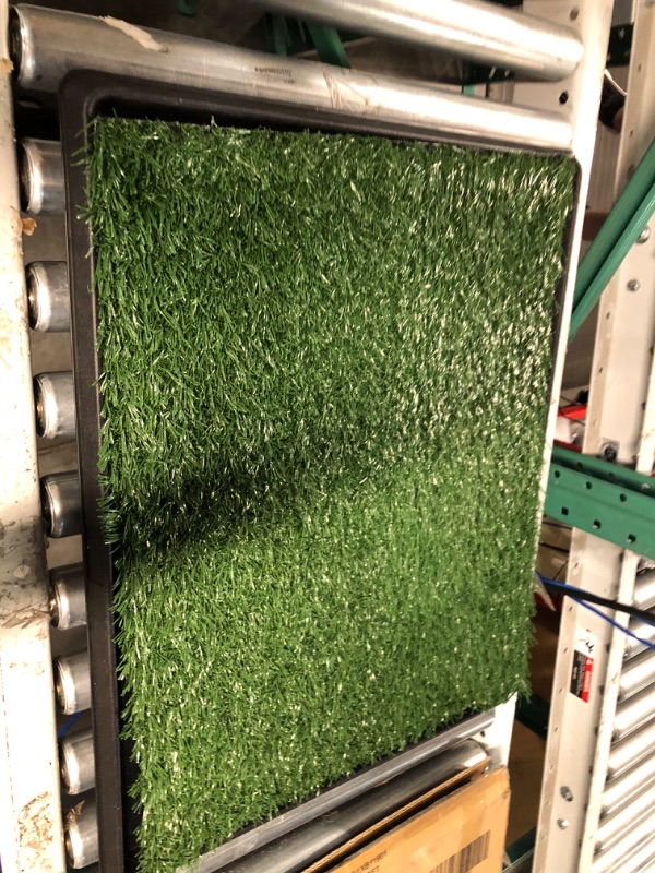 Photo 2 of **USED** Indoor Dog Potty Grass Pad - Puppy Potty Training Artificial Grass Mats,Dog Fake Grass Pee Pad with Tray,Reusable 3 Layered Dog Potty Trainer,Easy to Clean 20" x 25"