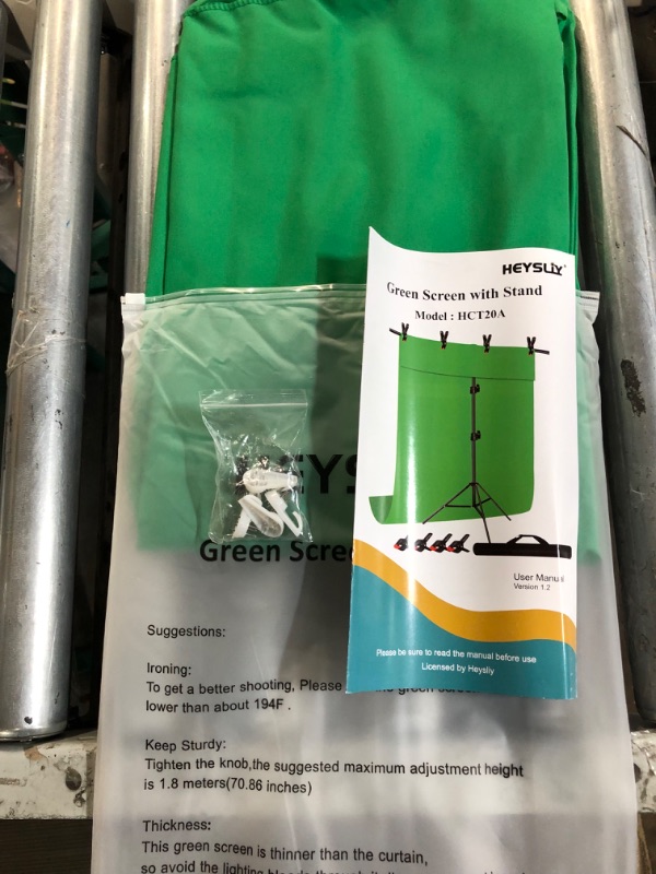 Photo 1 of Heysliy Green Screen Backdrop with Stand Kit, 6.5 X 6.5 Ft Portable Green Screen Stand with 5 X 6.5 Ft Greenscreen 