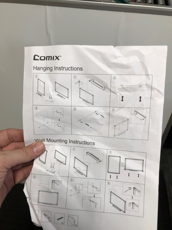 Photo 3 of **SEE PHOTO FOR DAMAGE/IMPERFECTION** Comix Magnetic Dry Erase Board, 48 x 36 inches Wall Mounted Whiteboard, Aluminum Frame White Board with Pen Tray