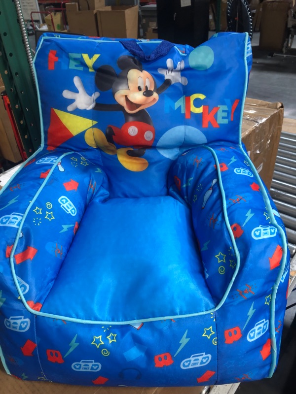 Photo 2 of Disney Mickey Mouse Kids Nylon Bean Bag Chair with Piping & Top Carry Handle