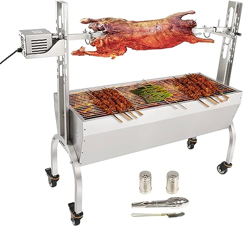 Photo 1 of [Parts]Stainless Steel Rotisserie Grill, BBQ Whole Pig Lamb Goat Charcoal Spit Grill, Electric 50W Motor 