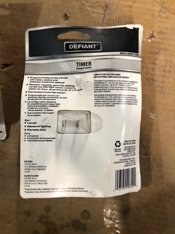 Photo 1 of (PACK OF 2) 15 Amp 7-Day Indoor Plug-In Digital Polarized Timer, White
