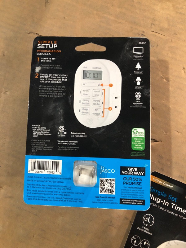 Photo 3 of (PACK OF 4) GE My Touch Smart Digital Timer, Indoor/Plug-In