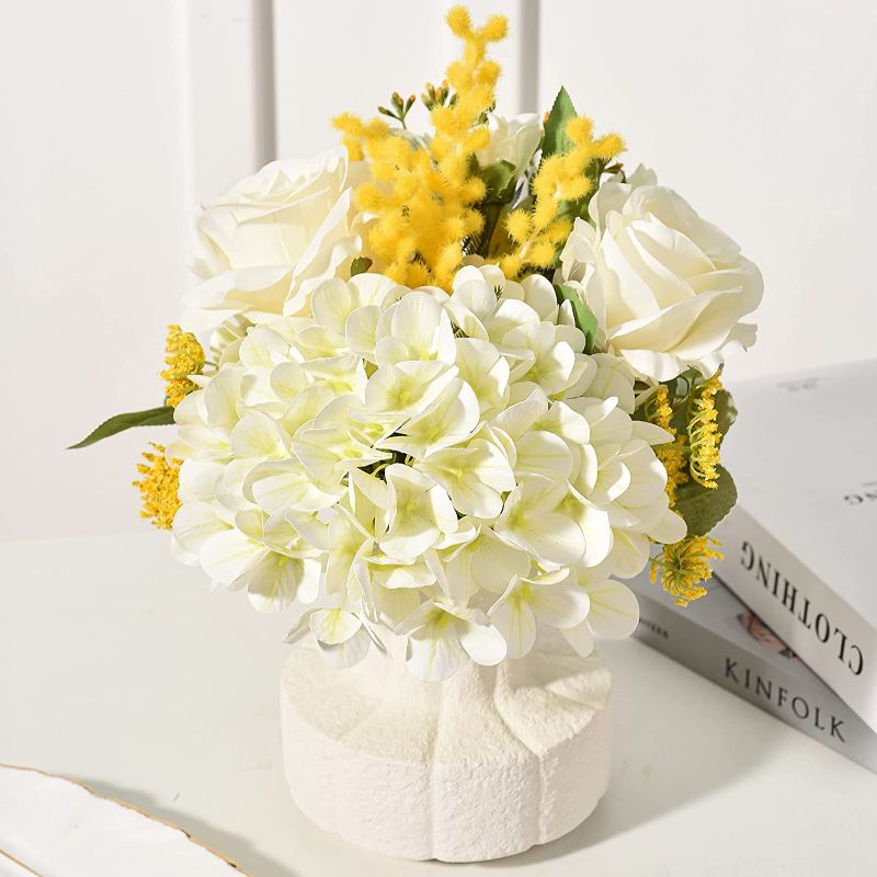 Photo 1 of 
NAWEIDA Artificial Flower with Vase Silk Roses Artificial Flowers in Vase Faux Hydrangea 