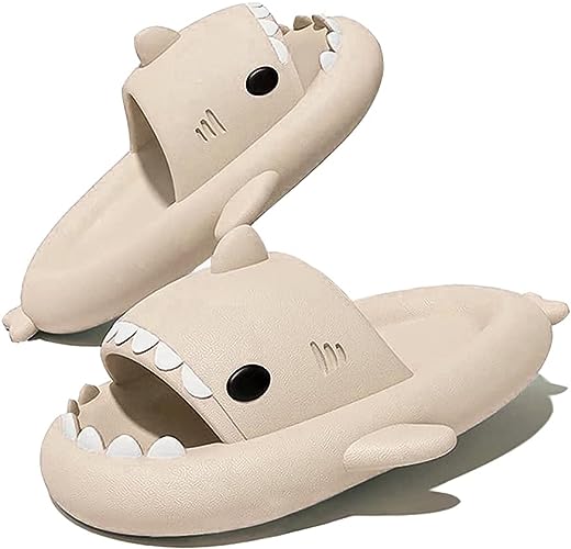 Photo 1 of pack of 2, soofylia Shark Slides Adult Women Men Shark Slippers - Cloud Shark Slide Beach Sandals Unisex Pillow House Slipper Cartoon Non-Slip Spa Shower Shoes