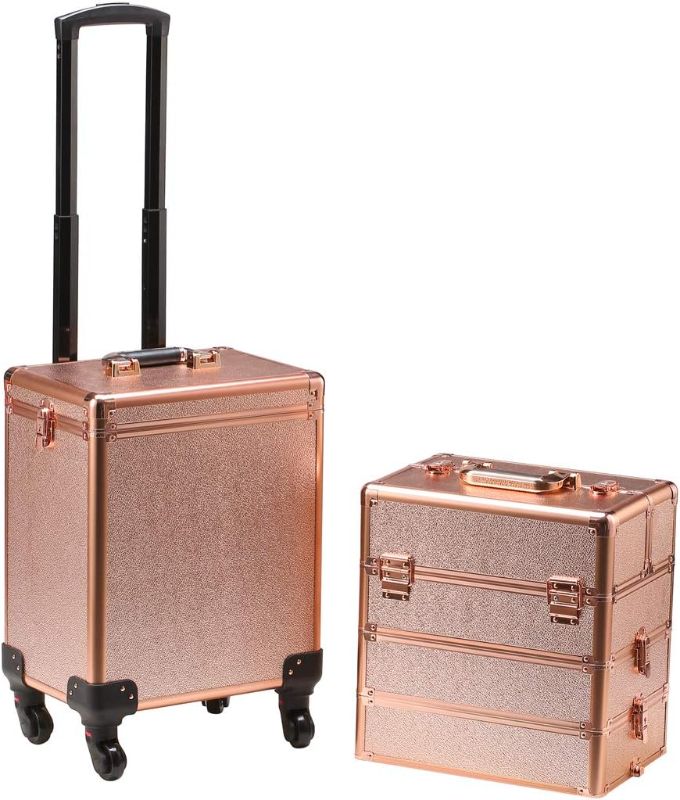 Photo 1 of Rolling Train Case 5-in-1 Portable Makeup Train Case Professional Cosmetic 