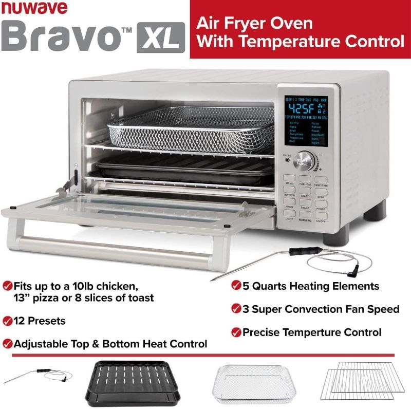 Photo 2 of Nuwave Bravo Air Fryer Toaster Smart Oven, 12-in-1 Countertop Convection, 30-QT XL 