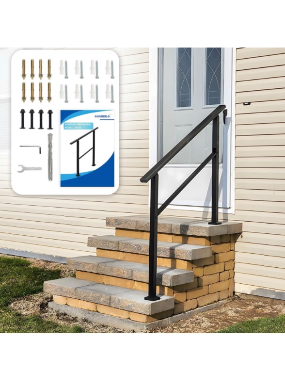 Photo 1 of 3 Steps Handrails for Outdoor Steps with Installation Kit,