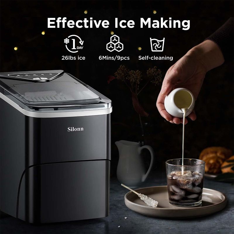 Photo 1 of Silonn Ice Maker Countertop, 9 Cubes Ready in 6 Mins, 26lbs in 24Hrs, Self-Cleaning Ice Machine
