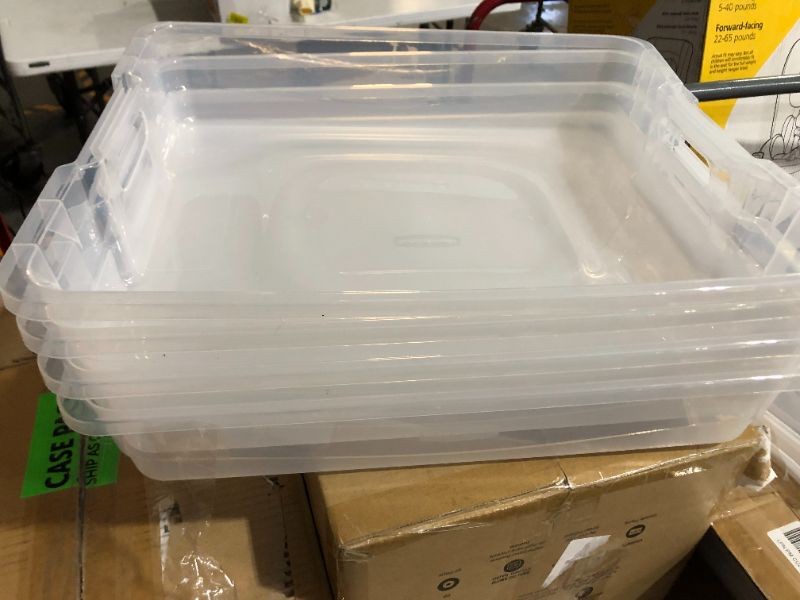 Photo 2 of **MISSING LIDS** RUBBERMAID 28QT Storage Box 4 pack