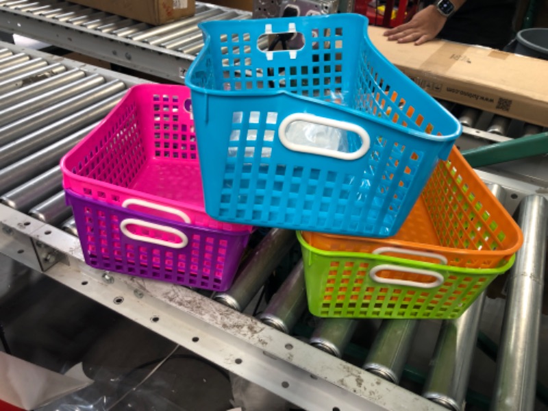 Photo 2 of Really Good Stuff 161347 Multi Purpose Storage Baskets and Clip On Labels Set -13"x 10" -5 Pack Neon