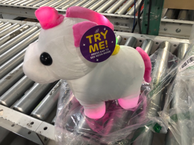 Photo 3 of Adopt Me! Neon Unicorn 12-Inch Light-Up Plush - Soft and Cuddly - Three Light-Up Modes - Directly from The #1 Game, Toys for Kids - Ages 6+