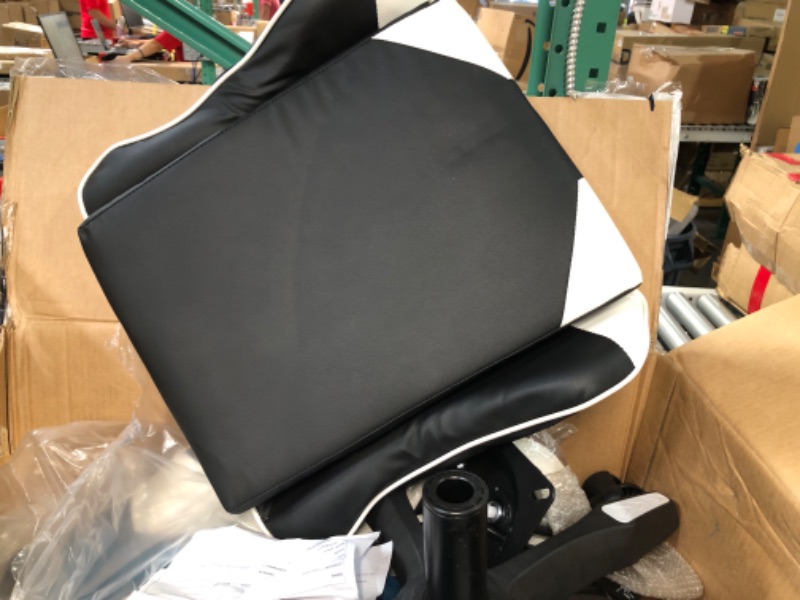 Photo 3 of (USED FOR PARTS MISSING ITEMS) High-Back Gaming Chair PC Office Chair Computer Racing Chair PU Desk Task Chair Ergonomic Executive Swivel Rolling Chair with Lumbar Support for Back Pain Women, Men (White)