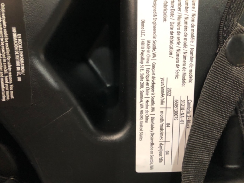 Photo 4 of Diono Cambria 2 XL 2022, Dual Latch Connectors, 2-in-1 Belt Positioning Booster Seat, High-Back to Backless Booster with Space and Room to Grow, 8 Years 1 Booster Seat, Black NEW! Black