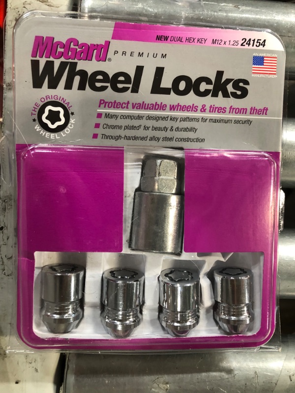 Photo 2 of McGard 24154 Chrome Cone Seat Wheel Locks (M12 x 1.25 Thread Size) - 4 Locks / 1 Key