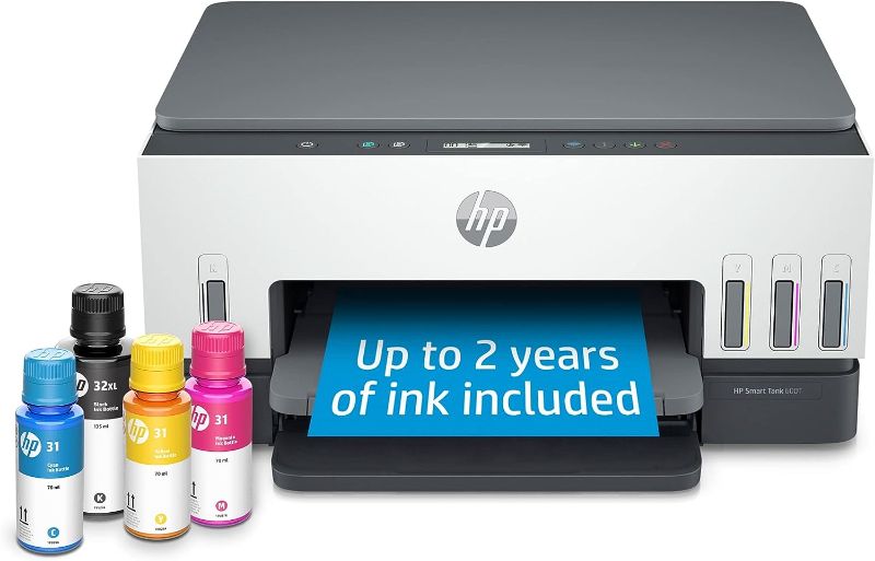 Photo 1 of HP smart tank 6001  wireless all in one printer - white 