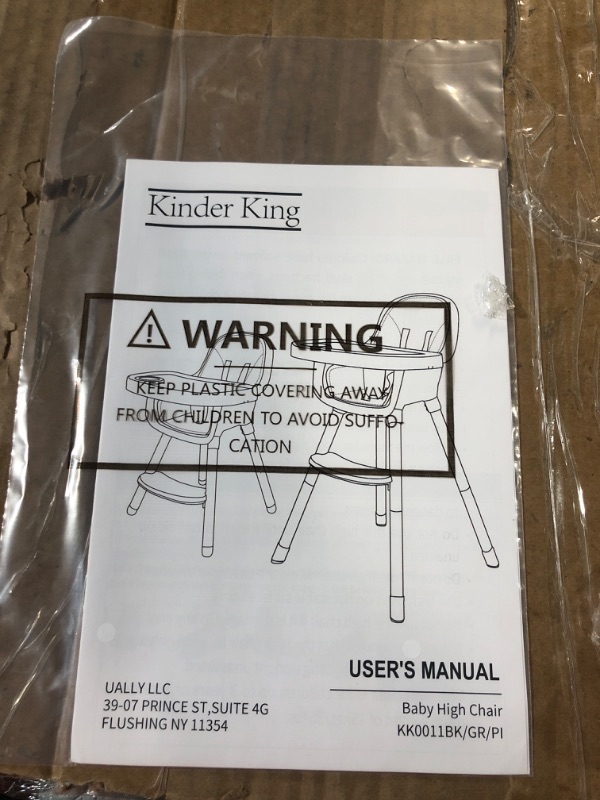 Photo 6 of Kinder King 3 in 1 Convertible Baby High Chair, Wooden Highchair w/Double Removable Tray, Infant Feeding Chair-Toddler Chair, Adjustable Legs, Detachable Footrest & PU Cushion, 5-Point Harness, Black