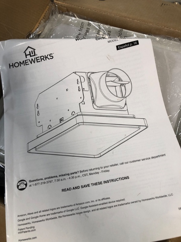 Photo 3 of (USED) Homewerks 7141-110-G4 Bathroom Fan Integrated LED Light Ceiling Mount