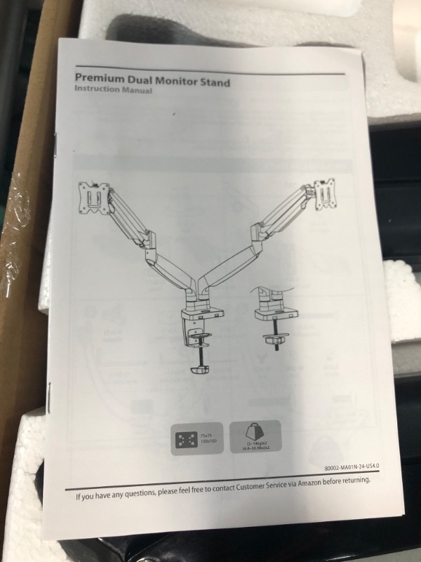 Photo 2 of MOUNTUP Ultrawide Dual Monitor Desk Mount for 2 Computer Screen Max 35 Inch, Adjustable Gas Spring Double Monitor Arm, 6.6-26.5lbs