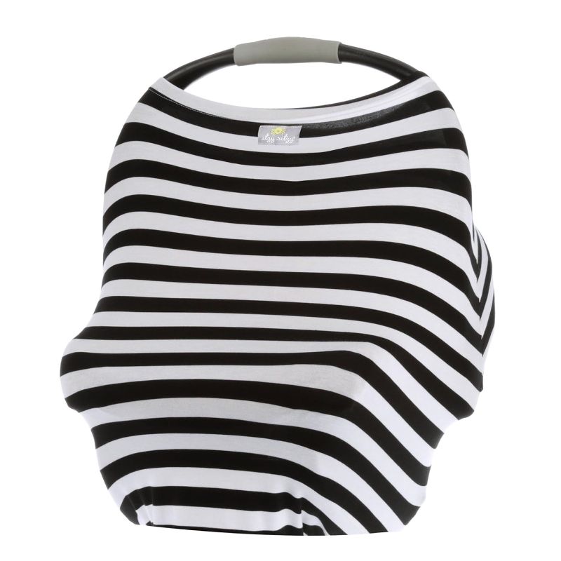 Photo 1 of *STOCK PHOTO AS REF* 4-in-1 Nursing Cover, Car Seat Cover, Shopping Cart Cover and Infinity Scarf - Breathable, Multi-Use Mom Boss Breastfeeding Cover, Black & White Stripe