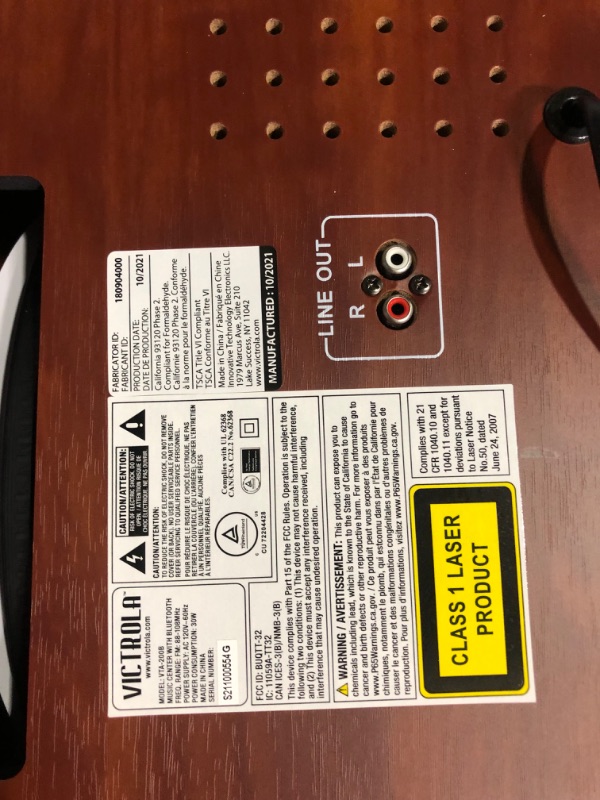 Photo 5 of **see notes**Victrola Nostalgic 6-in-1 Bluetooth Record Player & Multimedia Center with Built-in Speakers - 3-Speed Turntable, CD & Cassette Player, FM Radio | Wireless Music Streaming | Mahogany Mahogany Entertainment Center