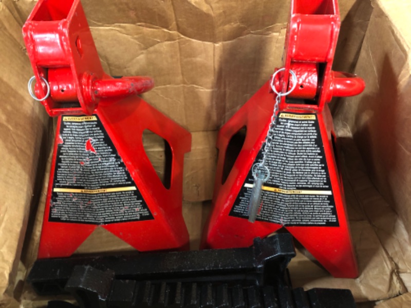 Photo 4 of BIG RED T46002A Torin Steel Jack Stands: Double Locking, 6 Ton (12,000 lb) Capacity, Red, 1 Pair