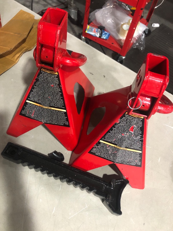 Photo 3 of BIG RED T46002A Torin Steel Jack Stands: Double Locking, 6 Ton (12,000 lb) Capacity, Red, 1 Pair