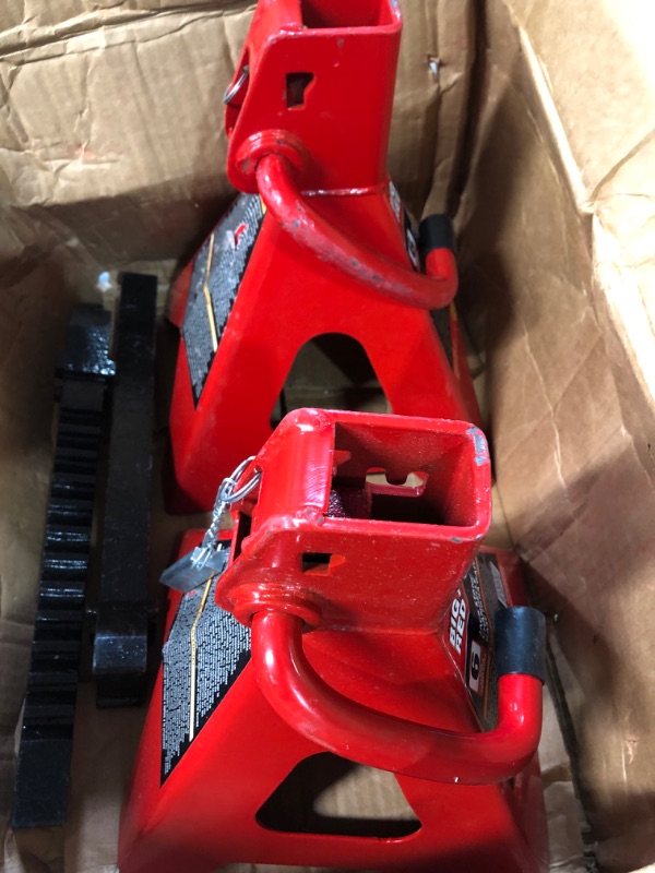 Photo 5 of BIG RED T46002A Torin Steel Jack Stands: Double Locking, 6 Ton (12,000 lb) Capacity, Red, 1 Pair