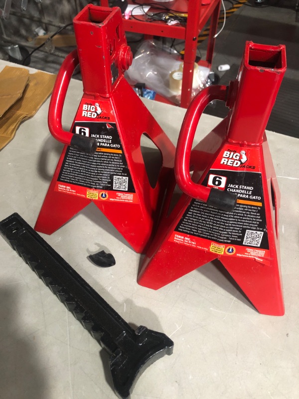 Photo 2 of BIG RED T46002A Torin Steel Jack Stands: Double Locking, 6 Ton (12,000 lb) Capacity, Red, 1 Pair