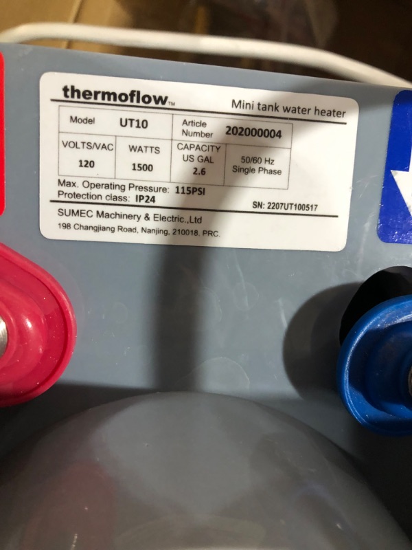 Photo 4 of **SEE NOTES**
Thermoflow 2.5 Gallons 120 Volt Corded Electric Mini Tank Water Heater 2.6 Gallons