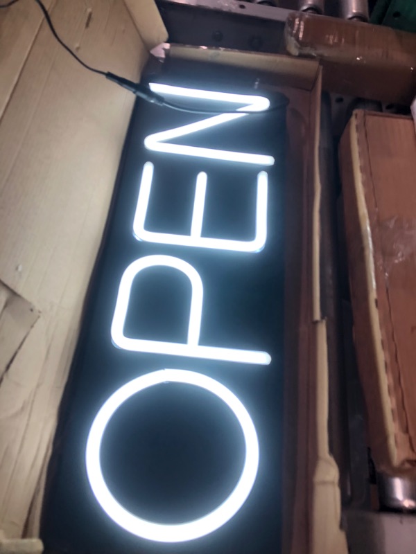 Photo 2 of LED Open Sign for Business, FOOPPLY LED Neon Signs (20inx7in White)