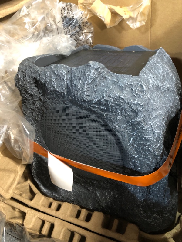 Photo 2 of Innovative Technology Outdoor Rock Speaker Pair - Wireless Bluetooth Speakers for Garden, Patio, Waterproof, Built for all Seasons & Solar Powered with Rechargeable Battery, Music Streaming - Charcoal