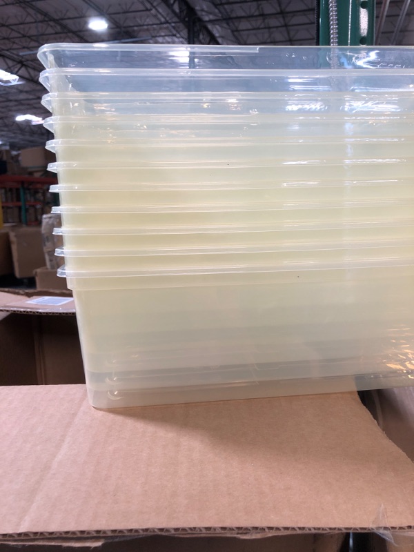 Photo 2 of * discolored * see images * 
 Plastic Storage Container Bins with Latching Lid, 16 Pack, Stackable 